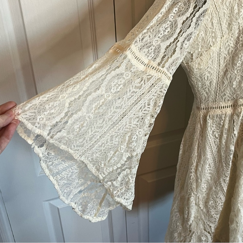 Shyanne Ivory Bell Sleeve Lace Dress Plus XXL Western Boho Baby Doll Lined - Picture 9 of 14
